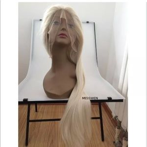 24” blonde synthetic blend wigs with lace front!